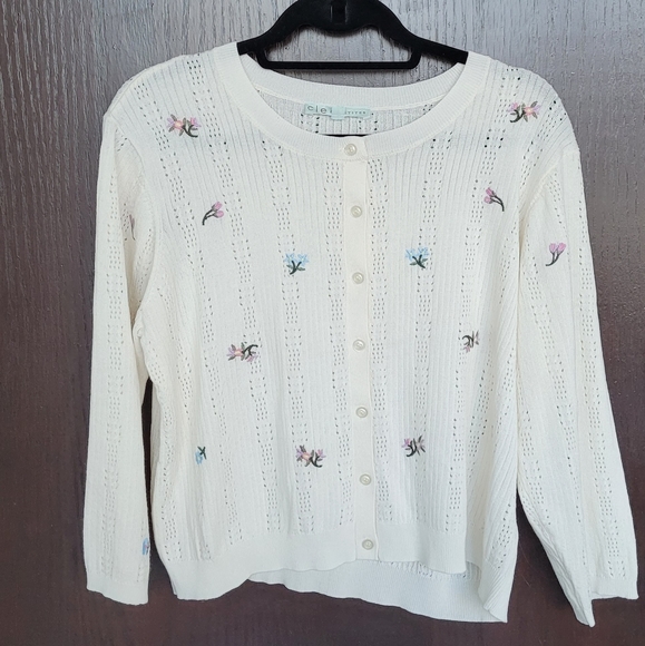 COPY - Vintage cleo | pointelle floral embroidered cardigan - Picture 2 of 6